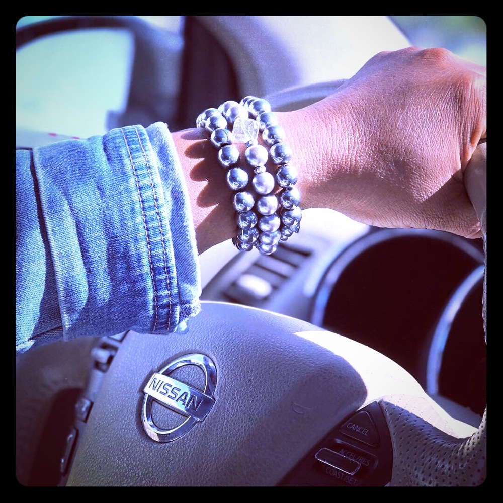 Silver beaded bracelet